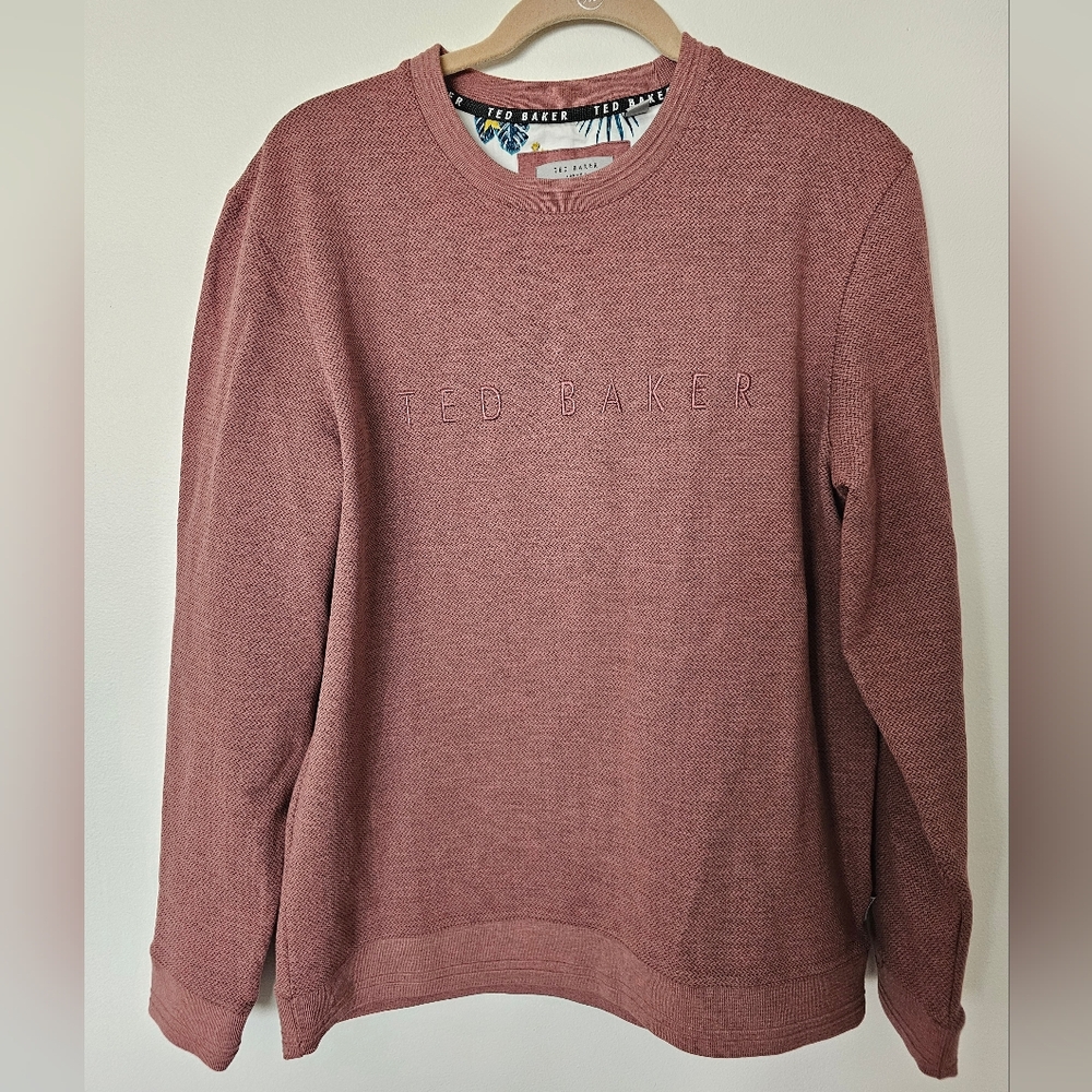 Ted Baker Pink Heathered Crewneck Sweater Soft Cozy Design